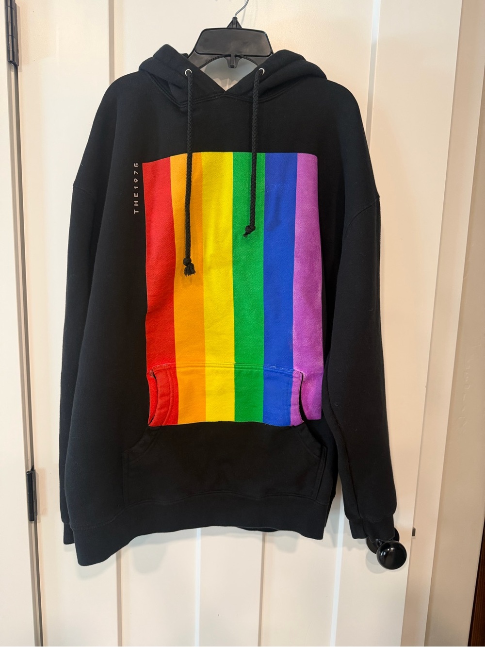 Official The 1975 Loving Someone Rainbow Hoodie Black Pullover Size XL